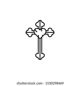 Cross, heart icon. Element of Dia de muertos icon