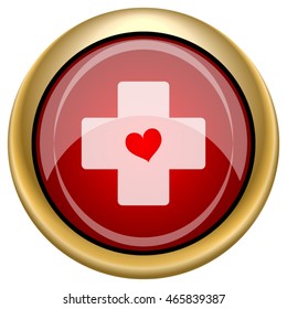 Cross with heart icon. Internet button on white background. EPS10 vector.
