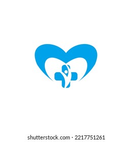 plantilla de diseño de logotipo de corazón cruzado