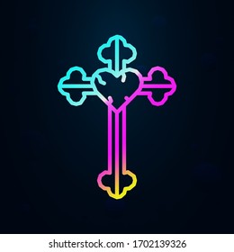 Cross, heart nolan icon. Simple thin line, outline vector of dia de muertos icons for ui and ux, website or mobile application