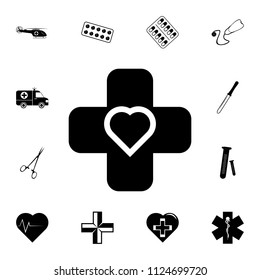 cross and heart sign icon. Detailed set of medicine icons. Premium quality graphic design sign. One of the collection icons for websites, web design, mobile app on white background