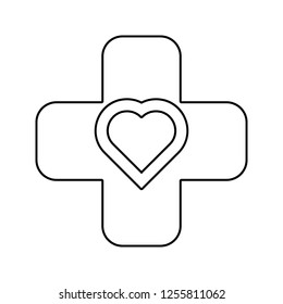 cross and heart sign icon. Element of cyber security for mobile concept and web apps icon. Thin line icon for website design and development, app development