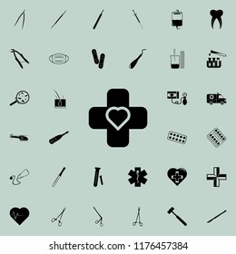cross and heart sign icon. Medicine icons universal set for web and mobile