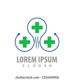 Cross heartbeat logo concept design. Symbol graphic template element 