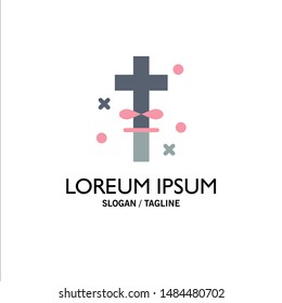 Cross, Holidays, Holy, Easter Business Logo Template. Flat Color. Vector Icon Template background