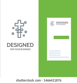 Cross, Holidays, Holy, Easter Grey Logo Design and Business Card Template. Vector Icon Template background