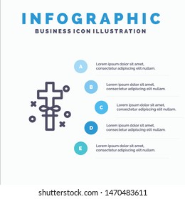 Cross, Holidays, Holy, Easter Line icon with 5 steps presentation infographics Background. Vector Icon Template background