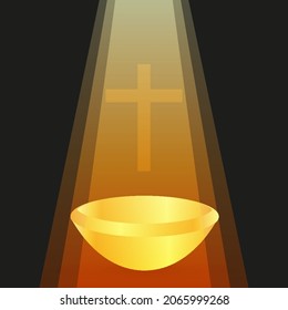 Cross with holy water for Epiphany baptism, art video illustration.