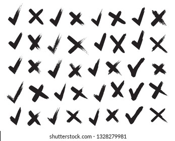 Cross and hook collection, icons set, black isolated on white background, vector illustration.