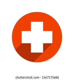 Cross hospital medical icon. First aid. Diagnostics symbol. Medicine and pharmacy Icon. Medical button. Vector Illustration.