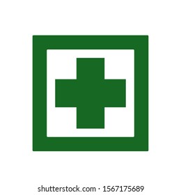 Cross hospital medical icon. First aid. Diagnostics symbol. Medicine and pharmacy Icon. Medical button. Vector Illustration.