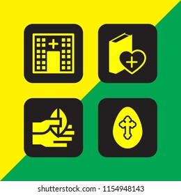 cross icon. 4 cross set with hand, holy, catholic and red cross vector icons for web and mobile app