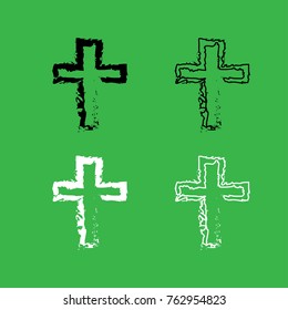 Cross icon . Black and white color set .