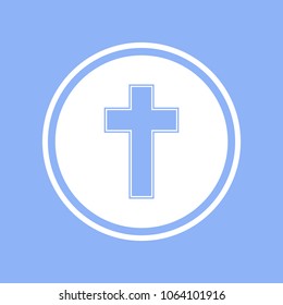 Cross icon blue. Vector illustration