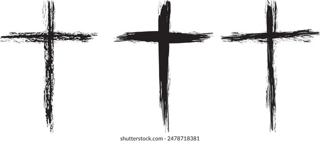 Cross icon with brush effect vector.