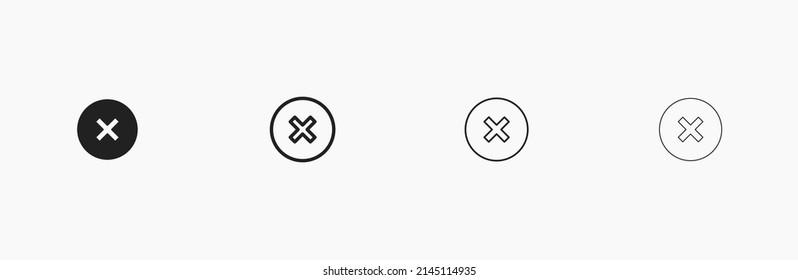 Cross icon for checkmark vector. X mark 