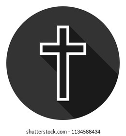 Cross icon. Christian cross. Religious cross sign. Gray background with shadow. Vector flat sign. Holy cross icon