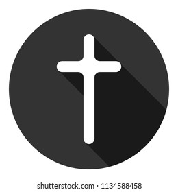 Cross icon. Christian cross. Religious cross sign. Gray background with shadow. Vector flat sign.