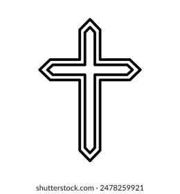 Cross icon, Christian symbol, outline shape