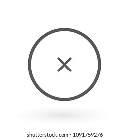 Icono de cruz en círculo. Puede ser utilizado como Borrar, bloque de cierre de Botón, etc. Borrar X El icono redondeado cruzado es un símbolo icónico plano dentro de un círculo. Diseñado para interfaces de Web y software