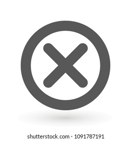 Cross icon in circle. Can be used as delete, block close button etc. Delete X Cross rounded icon is flat iconic symbol inside a circle. Designed for web and software interfaces