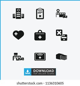 Cross icon. collection of 9 cross filled icons such as hospital, clipboard, medical kit, first aid kit, cancel. editable cross icons for web and mobile.