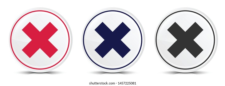 Kreuz-Symbol, flach, runde Schaltfläche, Set-Design für die Illustration einzeln auf weißem Hintergrund