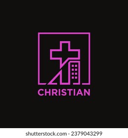cross or icon design for christian community Color da40c8