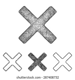 Cross icon design set - sketch line art