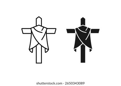 Símbolo de Páscoa Símbolo de Páscoa Cristão Sinal de Ressurreição e Salvação Linha de Arte Preto Contorno Design Minimalista Isolado no Fundo Branco Religioso Semana Santa Ilustração