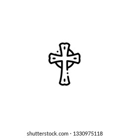 Cross icon, flat design line art thin style. Saint Patrick's Day vector illustration