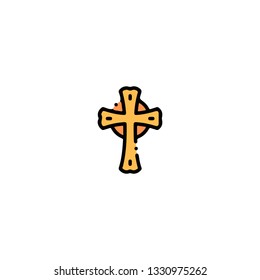 Cross icon, flat design line art thin style. Saint Patrick's Day vector illustration