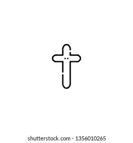 Cross icon, flat design line art thin style. Easter Day vector illustration