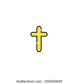 Cross icon, flat design line art thin style. Easter Day vector illustration