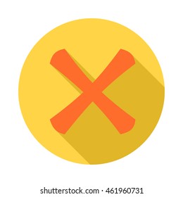 Cross icon in flat style with long shadow. Click and choice symbol