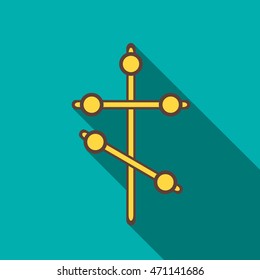 Cross icon in flat style with long shadow. Death symbol