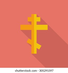 Cross icon. Flat vector related icon with long shadow for web and mobile applications. It can be used as - logo, pictogram, icon, infographic element. Vector Illustration.
