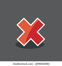 Icono de cruz para juegos, aplicaciones. Diseño de botones de dibujos animados. Vector aislado.