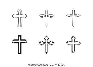 cross icon line art vector illustration