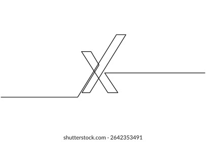 Cross icon line continuous drawing vector. One line cross icon vector, Continuous line. Vector illustration EPS 10
