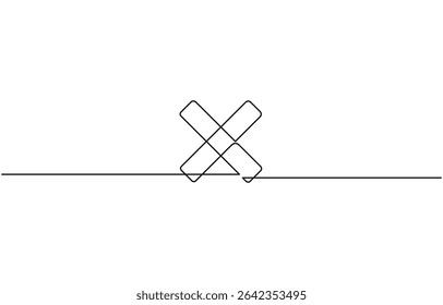 Cross icon line continuous drawing vector. One line cross icon vector, Continuous line. Vector illustration EPS 10