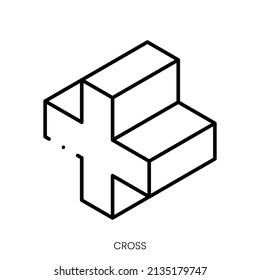 Kreuzsymbol. Lineares Zeichen einzeln auf weißem Hintergrund. Vektorgrafik.