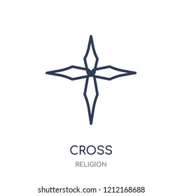 Cross icon. Cross linear symbol design from Religion collection. Simple outline element vector illustration on white background.