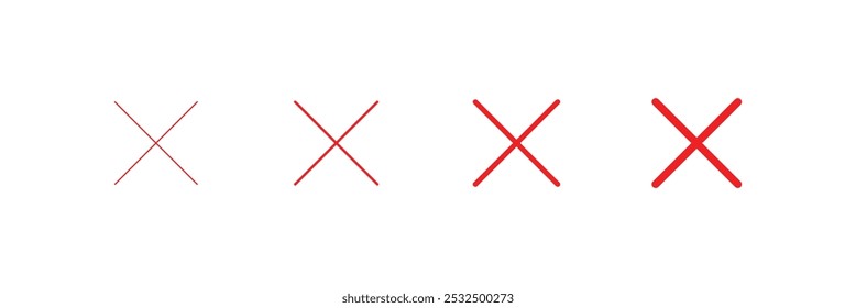 Cross icon. Cross mark. Cross sign drawn with red marker isolated on white. Eps 10.