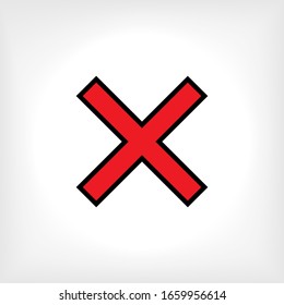 Cross Icon. Multiply Symbol. Reject Sign .  Disagree Element. Logo Component - Vector.