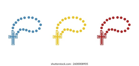 cross icon, necklace, on a white background, vector illustration