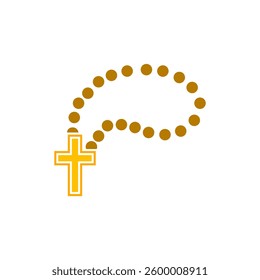 cross icon, necklace, on a white background, vector illustration