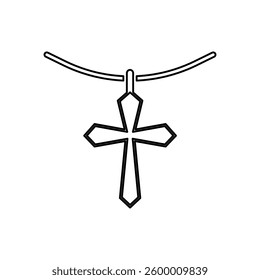 cross icon, necklace, on a white background, vector illustration