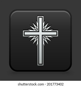 Cross Icon on Black and White Button 