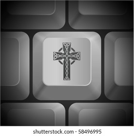 Cross Icon on Computer Keyboard Original Illustration